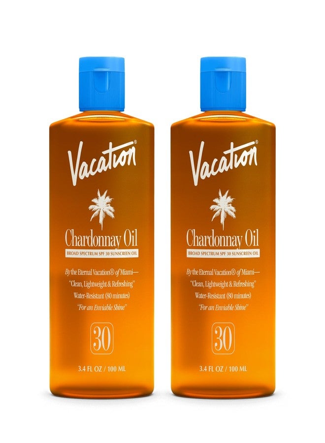 Vacation Chardonnay Oil SPF 30 Duo, Hydrating & Nourishing, Lightweight, Transparent on All Skin Tones, Water-Resistant, Travel Size Sunscreen Two-Pack, 3.4 Fl. Oz. Each - Image 1